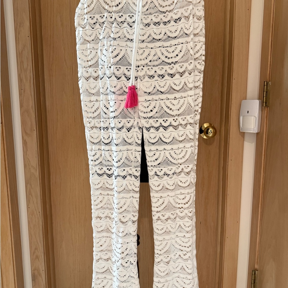 White Lace Swim Coverup Pants